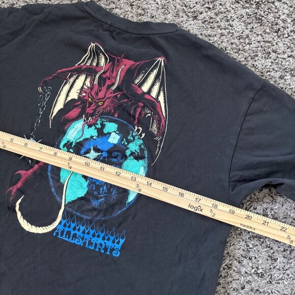 Allsaints Black Dragon Graphic T-Shirt With Front & Back Print S - Picture 7 of 7